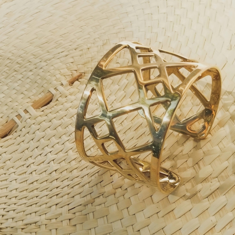 Solid brass cuff bracelet boho chic new